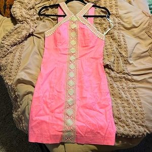 Classic Lilly Pulitzer Shift Dress, Pink And Gold